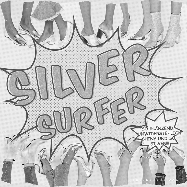 Silberne Heels Pumps Ballerinas Mules WOMF